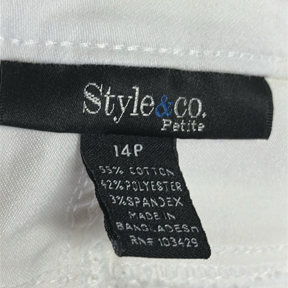 Style & Co White Stretch Denim Mid Rise Cropped Capri Jeans Womens Petite 14 - Picture 5 of 6